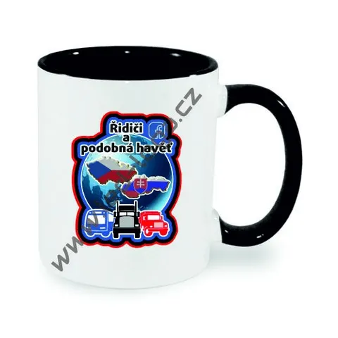 Hrnek bílý FUNNY s černým vnitřkem a uchem 330 ml + logo Ř.A.P.H.